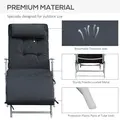 Outsunny Steel Frame Outdoor Garden Padded Sun Lounger w/ Pillow Black - 7