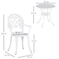 Outsunny Three-Piece Elegant Aluminium Garden Set - White - 3