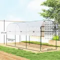 Outsunny Tunnel Tomato Greenhouse with 4 Hoops and Top Tap, Pointed Bottom and Guy Ropes, 400 x 123 x 171 cm, Clear - 3