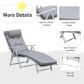 Outsunny Steel Frame Outdoor Garden Padded Sun Lounger w/ Pillow Grey - 4