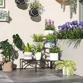 Outsunny Three-Tier Corner Metal Plants Shelves - Black - 2