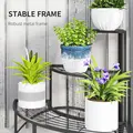 Outsunny Three-Tier Corner Metal Plants Shelves - Black - 6