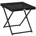 Outsunny Square PE Wicker Rattan Folding Table - Black - 1