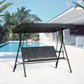 Outsunny Three-Seater Garden Swing Chair, with Canopy - Black - 2
