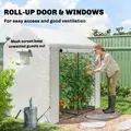 Outsunny Walk-in Greenhouse, Outdoor Tomato Greenhouse with Roll-up Door and Mesh Windows, PE Cover, 200 x 140 x 200cm, White - 6