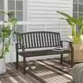 Outsunny Two-Seater Simple Metal Bench - Brown - 2
