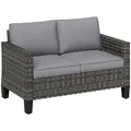 Outsunny Two-Seater Rattan Outdoor Sofa - Dark Grey - 1