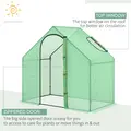 Outsunny Walk In Tomato Greenhouse Garden Outdoor Mini Greenhouse Flower Planter Steel Frame with Zipped Door & Window, PE Cover, 180 x 100 x 168CM, Green - 4