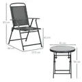 Outsunny Three-Piece Garden Seat Set, with Glass-Top Table - Dark Grey - 3