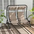 Outsunny Two-Seat Garden Swing Chair, with Protective Canopy - Beige - 2