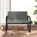 Outsunny Two-Seater Rattan Garden Bench - Light Grey - 8