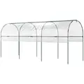 Outsunny Tunnel Tomato Greenhouse with 4 Hoops and Top Tap, Pointed Bottom and Guy Ropes, 400 x 123 x 171 cm, Clear - 1