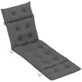 Outsunny Sun Lounger Cushions Only, 190x56x10cm Garden Lounge Chair Cushions, UPF20+ 220gsm Fabric, Thick Sunbed Replacement Pads with 6 Ties, Dark Grey - 1