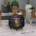 Outsunny Steel Fire Pit BBQ, with Poker - Black - 2