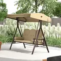 Outsunny Three-Seater Garden Swing Chair - Brown - 8