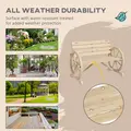 Outsunny Wagon Wheel Chair Bench Armrest Rustic Loveseat Wood Outdoor Garden, Natural - 6