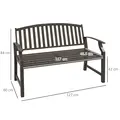 Outsunny Two-Seater Simple Metal Bench - Brown - 3
