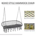 Outsunny Two-Seater Boho Macrame Hammock Swing - Grey - 5