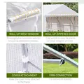 Outsunny Walk-In Tunnel Greenhouse with Replacement Cover, Outdoor Growhouse with PE Cover, Roll Up Door and 6 Windows, 4.5 x 3 x 2 m, White - 6