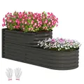 Outsunny Two-Tier Galvanised Steel Garden Planter - Dark Grey - 1