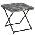 Outsunny Square PE Wicker Rattan Folding Table,Weather Resistant Wicker Weave Side Table with Steel Frame, Grey - 1