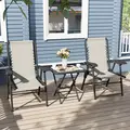 Outsunny Three-Piece Garden Table and Chair Set - Cream White - 8