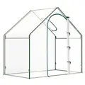 Outsunny Walk In Tomato Greenhouse Garden Outdoor Mini Greenhouse Flower Planter Steel Frame with Zipped Door & Window, PVC Cover, 180 x 100 x 168CM, Clear - 1