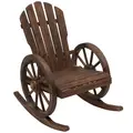 Outsunny Wooden Adirondack  Rocking Chair Reclining Armchair Outdoor Garden Furniture Patio Porch Rocker - Carbonized Wood Colour - 1