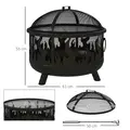 Outsunny Steel Fire Pit BBQ, with Poker - Black - 3