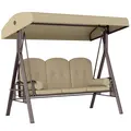 Outsunny Three-Seater Garden Swing Chair - Brown - 1