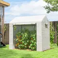 Outsunny Walk-in Greenhouse, Outdoor Tomato Greenhouse with Roll-up Door and Mesh Windows, PE Cover, 200 x 140 x 200cm, White - 2