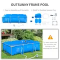 Outsunny Steel Frame Pool with Filter Pump, Filter Cartridge, Reinforced Sidewalls Rust Resistant Above Ground Swimming Pool 292 x 190 x 75cm, Blue - 7