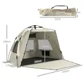 Outsunny Three-Man UPF15+ Beach Tent, with Extended Floor - Green - 3