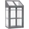 Outsunny Wooden Cold Frame Polycarbonate Greenhouse with Openable Top Cover and Double Door, Grow House for Flower, Vegetable and Plants, 70 x 50 x 120cm, Grey - 1