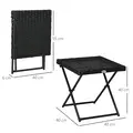 Outsunny Square PE Wicker Rattan Folding Table - Black - 3