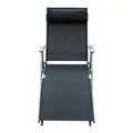 Outsunny Sun Lounger Steel Frame Outdoor Folding Chaise Texteline Lounge Chair Recliner with Headrest & 7 Levels Adjustable Backrest, Black - 8