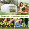 Outsunny Walk-In Tunnel Greenhouse with Replacement Cover, Outdoor Growhouse with PE Cover, Roll Up Door and 6 Windows, 4.5 x 3 x 2 m, White - 8