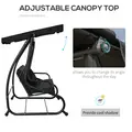 Outsunny Three-Seater Garden Swing Bed - Black - 5