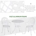 Outsunny Three-Piece Elegant Aluminium Garden Set - White - 5