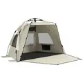 Outsunny Three-Man UPF15+ Beach Tent, with Extended Floor - Green - 1