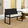 Outsunny Two-Seater Rattan Garden Bench - Beige - 9
