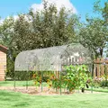 Outsunny Tunnel Tomato Greenhouse with 4 Hoops and Top Tap, Pointed Bottom and Guy Ropes, 400 x 123 x 171 cm, Clear - 9