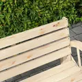 Outsunny Wagon Wheel Chair Bench Armrest Rustic Loveseat Wood Outdoor Garden, Natural - 8