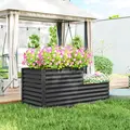 Outsunny Two-Tier Galvanised Steel Garden Planter - Dark Grey - 8
