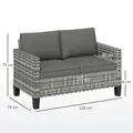 Outsunny Two-Seater Rattan Outdoor Sofa - Light Grey - 3