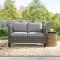 Outsunny Two-Seater Rattan Outdoor Sofa - Dark Grey - 9