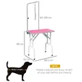 PawHut 32" Foldable Dog Grooming Table Pet Drying Beauty Table Adjustable Fixed Arm Rubber Top, Pink - 3