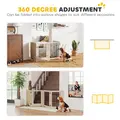 PawHut 4 Panel Freestanding Pet Gate, Indoor Dog Barrier with Lockable Door, Support Feet, 360° Flexible Hinges, Oak - 5