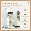 PawHut 2 Tier Sisal Sherpa Cat Tree with Basket Cushion Sisal Post Cream White - 4