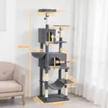 PawHut 202cm Large Cat Tree with 6 Scratching Posts, 2 Hammocks, 2 Condos, 2 Perches, Pompoms, for Indoor Cats to Rest and Play - 3